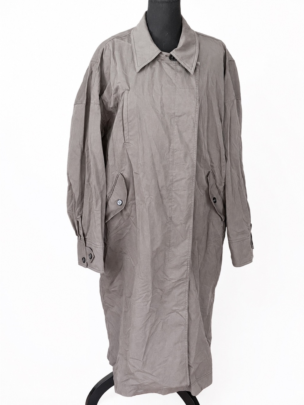 Unbranded Lightweight Trench Coat Jacket Size M Taupe Gray Cotton Blend